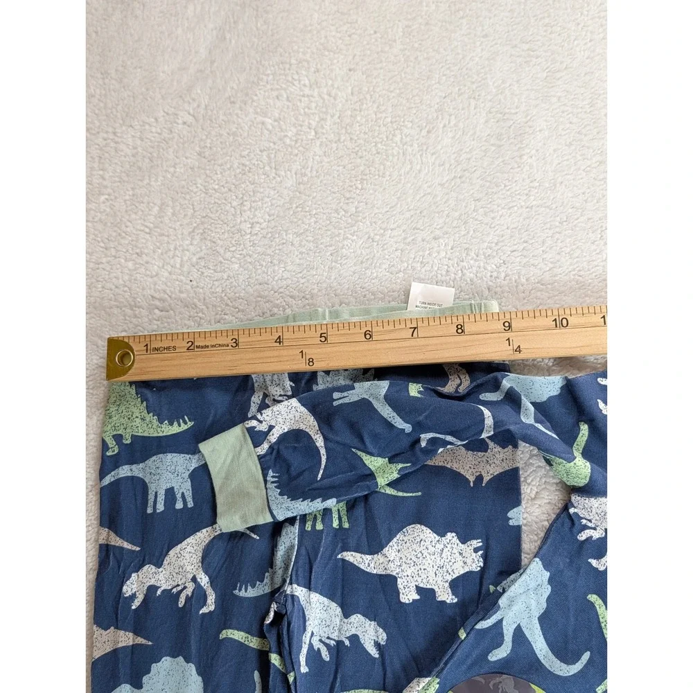 Mud Pie Toddler Boys Glow in the Dark Dinosaur Bamboo Henley Pajama Set 24M/2T
